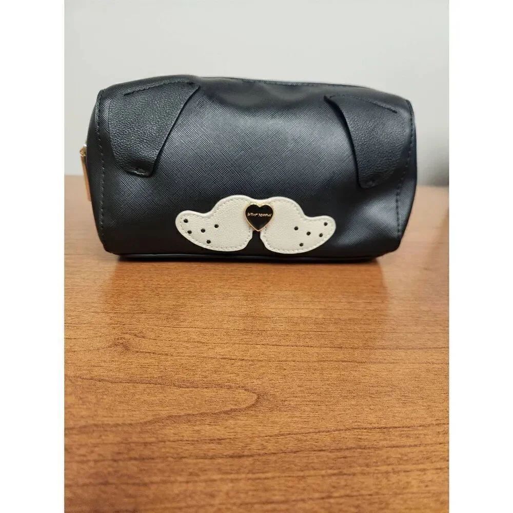 Betsey Johnson Puppy Dog Face Cosmetic / Makeup Case, Black